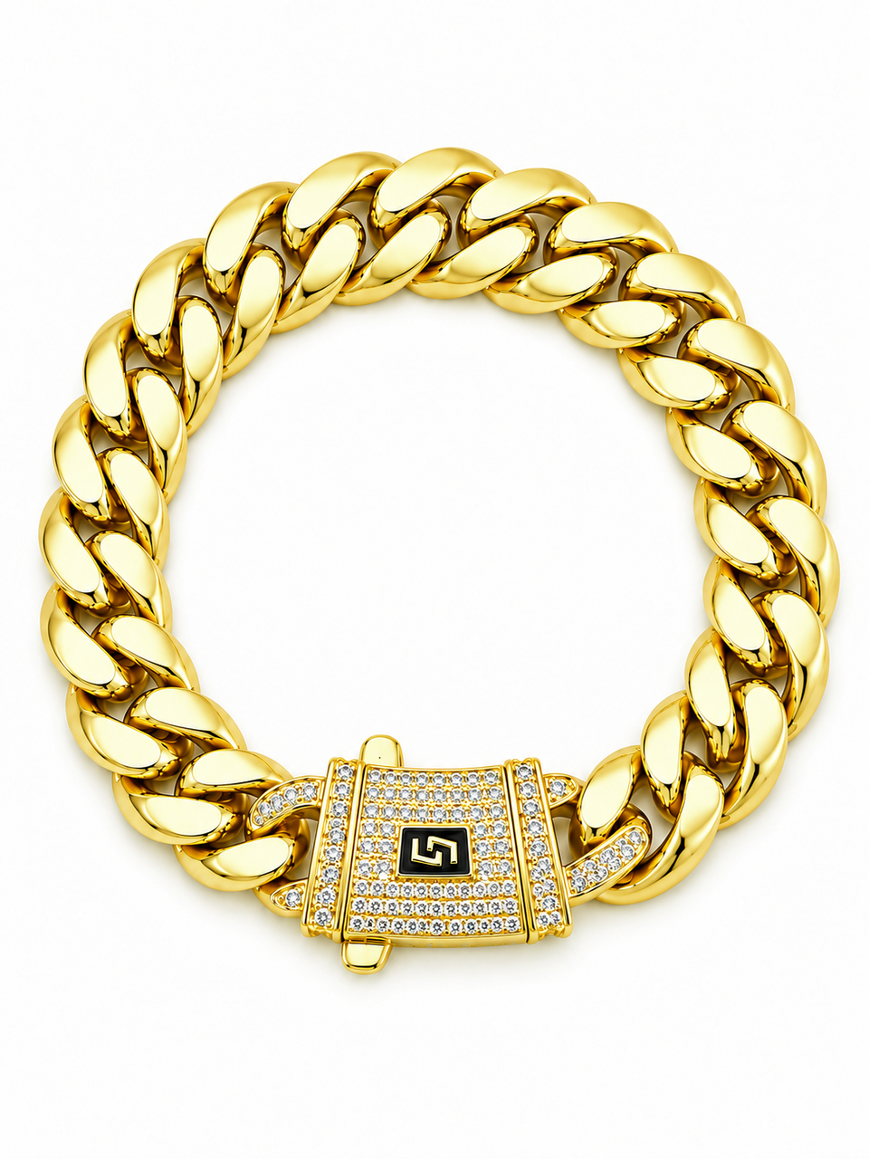 ICED CLASP CUBAN BRACELET(GOLD) 14MM