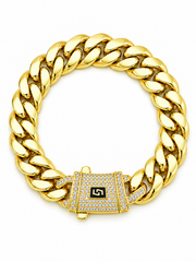 ICED CLASP CUBAN BRACELET(GOLD) 14MM