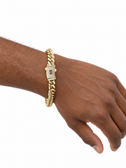 ICED CLASP CUBAN BRACELET(GOLD) 8MM