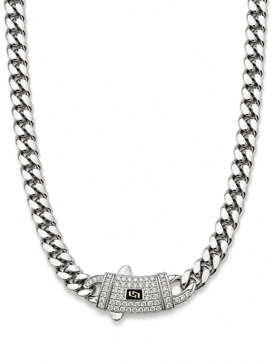 ICED CLASP CUBAN(SILVER) 6MM