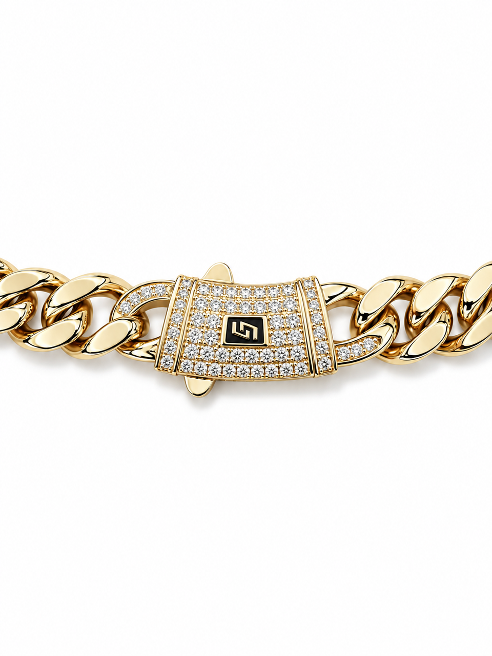 ICED CLASP CUBAN BRACELET(GOLD) 8MM