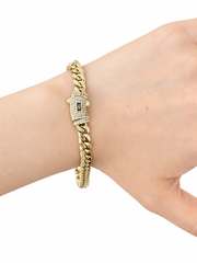 ICED CLASP CUBAN BRACELET(GOLD) 6MM