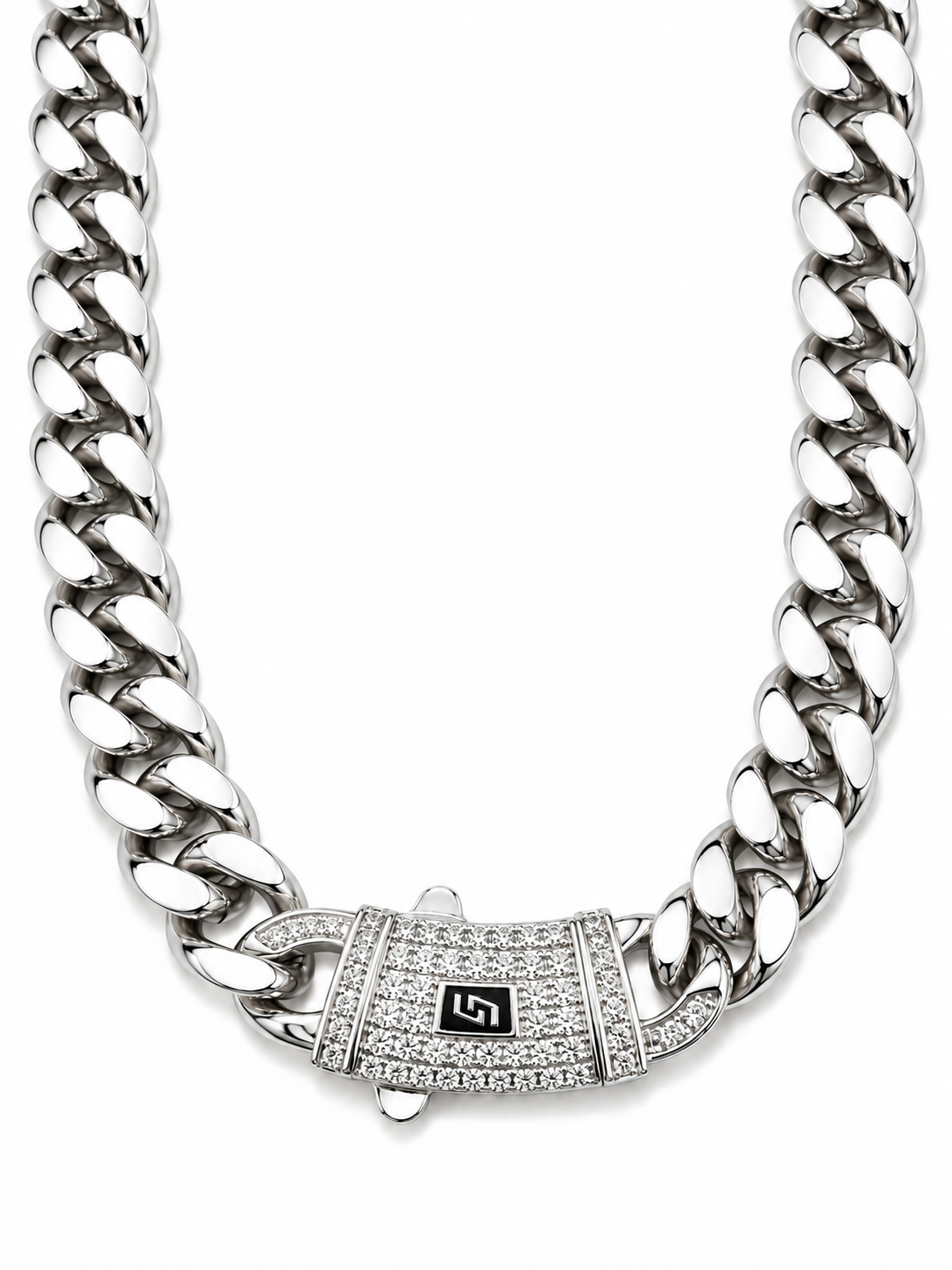 ICED CLASP CUBAN(SILVER) 12MM