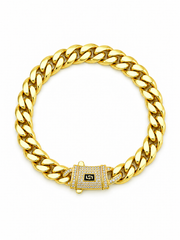 ICED CLASP CUBAN BRACELET(GOLD) 8MM
