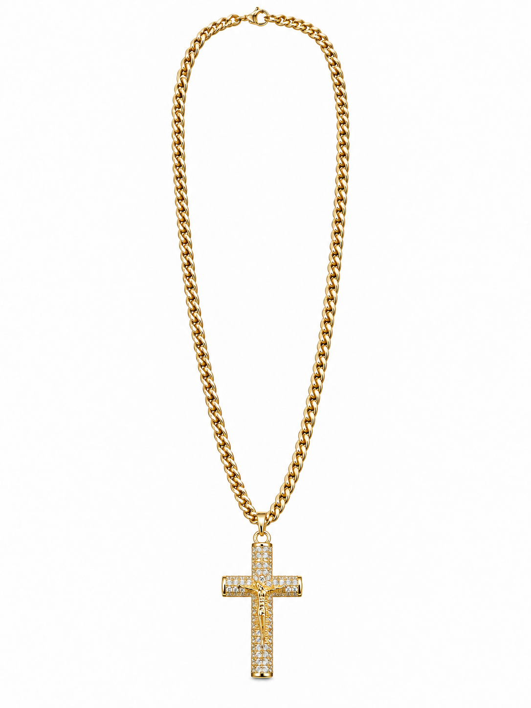 ICED CROSS (GOLD) 3MM