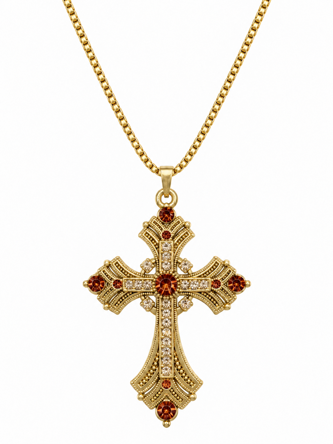 RED GEM CROSS (GOLD) 2.5MM