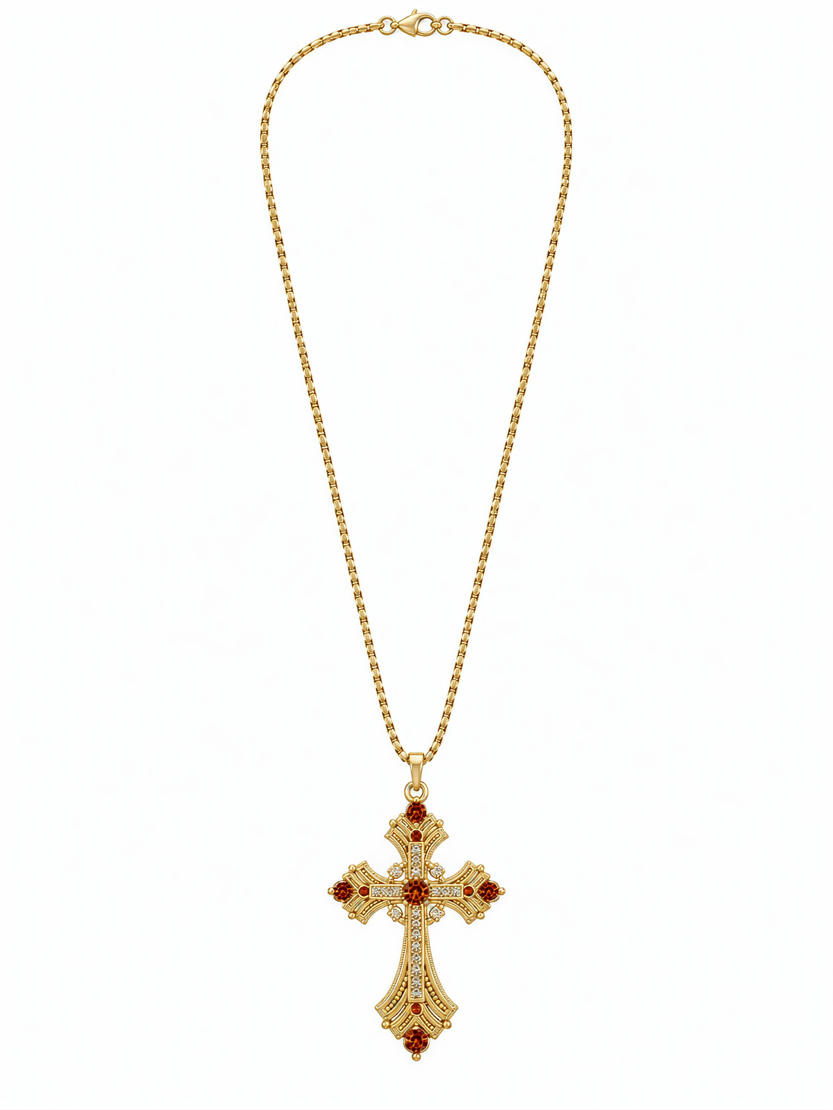 RED GEM CROSS (GOLD) 2.5MM